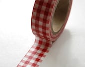 Washi Tape - 15mm - Red and White Gingham - Deco Paper Tape No. 78