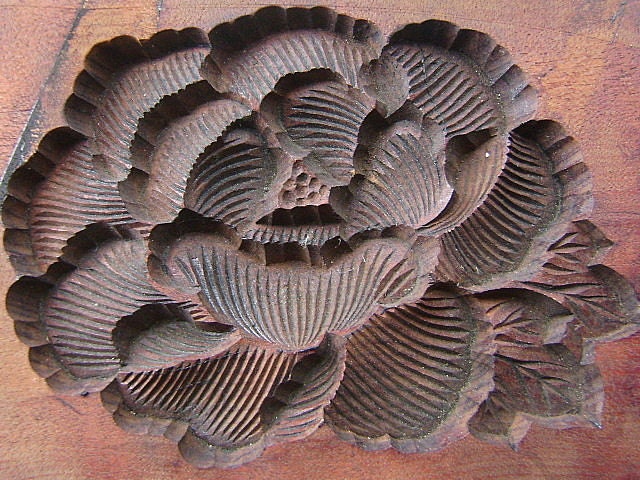 Vintage Japanese Wood Kashigata Mold Sweets Lotus Flower