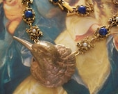 Vintage Art Deco French Bird Scarf Clip Assemblage Necklace