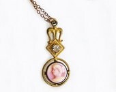 Pink Shell and Paste Edwardian Cameo Lavaliere