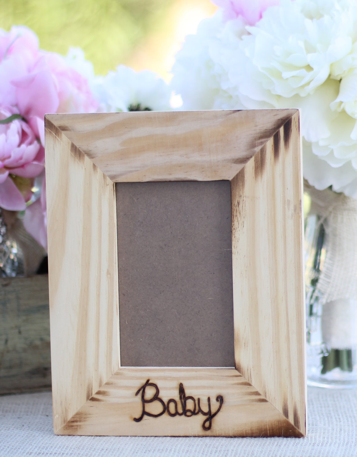 Baby Frame Rustic Chic Nursery Decor Bridal Shower Gift