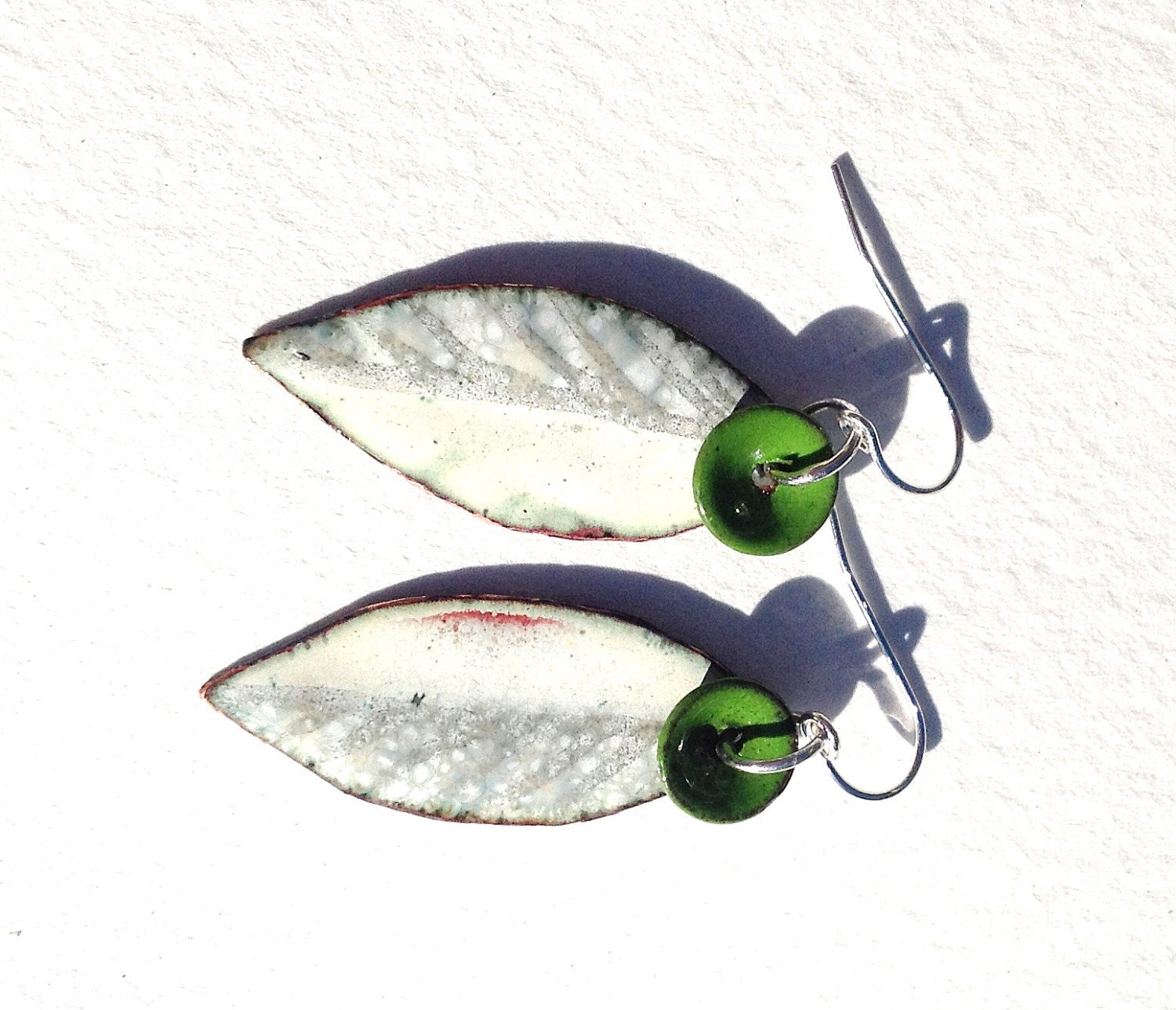 flat leaf and parsley leaf and flower enamelled handmade in australia earrings