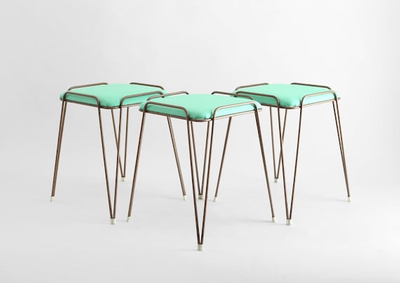 Vintage Hairpin Stools - Mid Century, Modern, Retro, Metal, Eames
