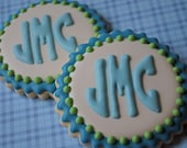 Preppy Circle Monogram Decorated Sugar Cookies (12)