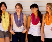 PICK FOUR Infinity Ruffle Scarves You Choose Colors Great For Bridesmaids - Infinity Scarf Ready to Ship