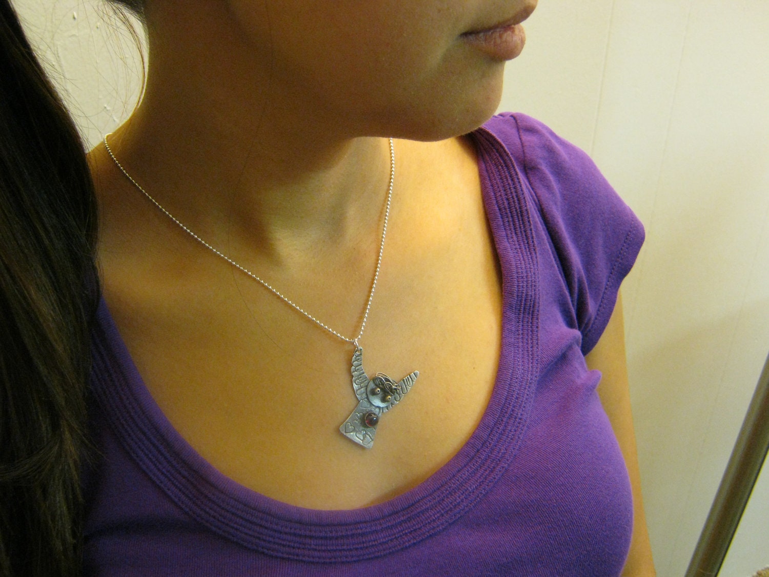 Sterling Silver Angel Pendant Necklace, handmade