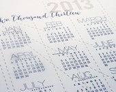 2013 Calendar - large letterpress wall calendar - 11x14 - SALE