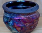 Raku Vase.  Ceramic AURORA BOREALIS Vase.  Clay Vase. Hand Built Ceramics. Zen Ceramics.