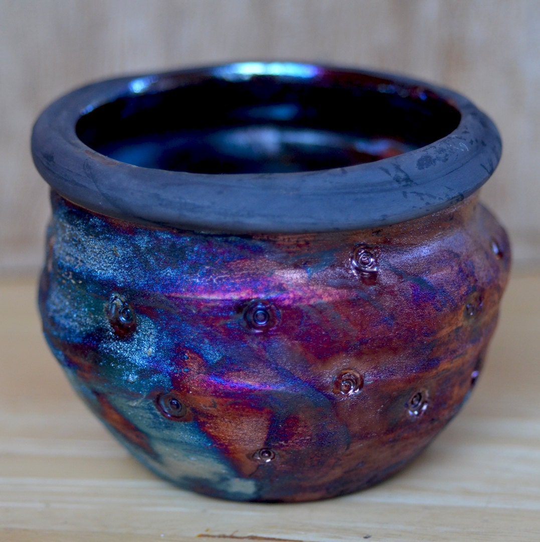 Raku Vase. Ceramic AURORA BOREALIS Vase. Clay Vase. Hand Built Ceramics. Zen Ceramics.