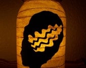 New Grungy Primitive Halloween Bride of Frankenstein Silhouette Lantern Candle