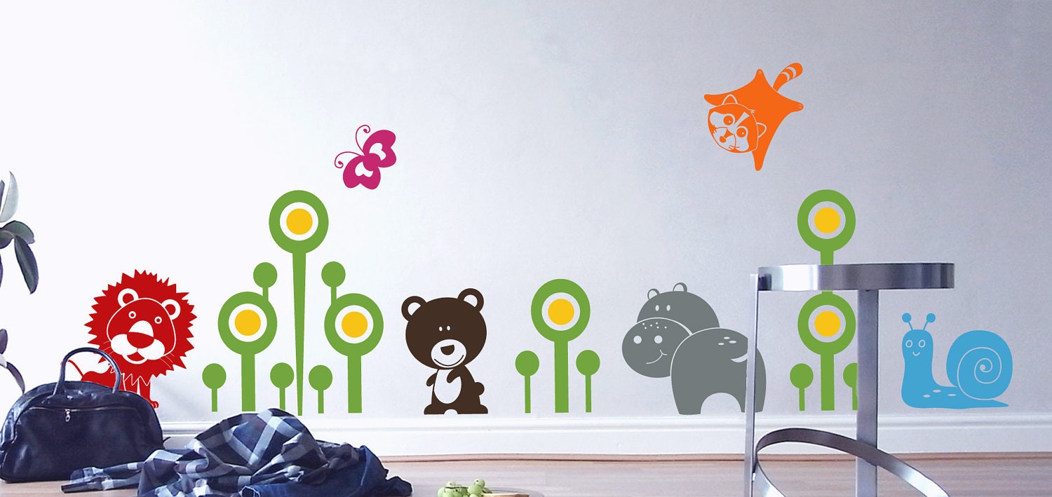 SALES - My Little Kingdom - Children Animal Nursery Playroom Wall Decals