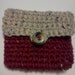 Change Purse or Card Holder in Burgandy Blue and white