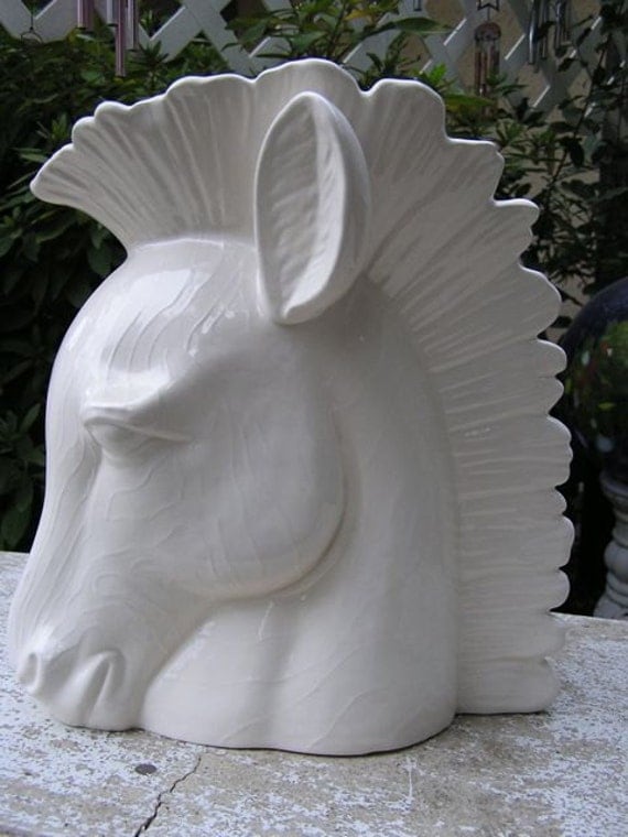 SALE 50% OFF  Glazed Zebra Head Vase
