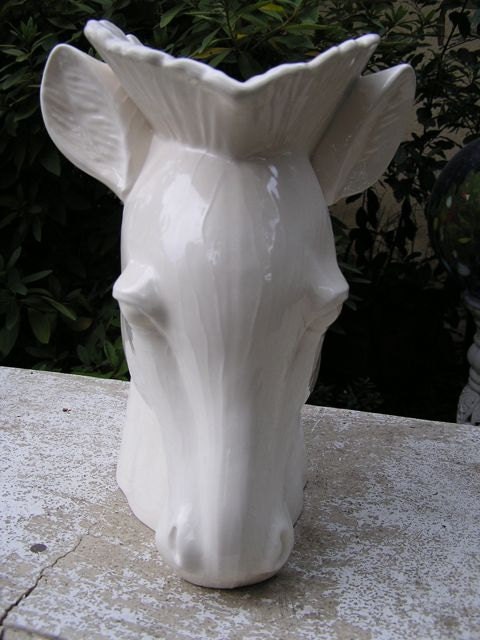 SALE 50% OFF  Glazed Zebra Head Vase