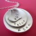 Initials on Heart with Sterling Silver Discs - Hand Stamped Jewelry byHannahDesign