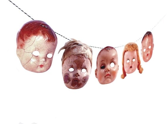 Creepy Vintage Doll Head Garland