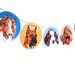 Vintage Paint By Number Dog Garland, photo reproductions on felt, childs room decor, collie, boxer, beagle, springer, poodle