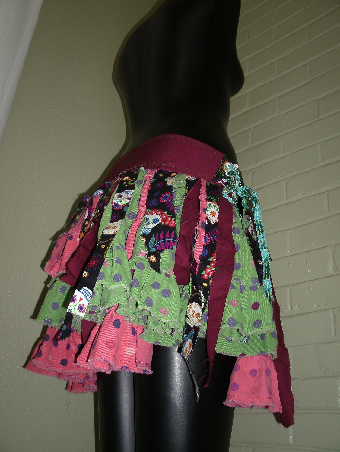 DIA los M U E R T O S - Festival Tattered Pixie Bustle Corset Belt Tutu Skirt Tribal Fairy