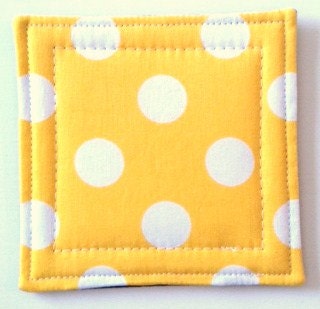 Coasters made w/ Designer fabric Dots in Yellow