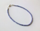 Blue and White Kumihimo Braided Cord Anklet - Ankle Bracelet
