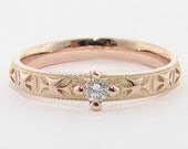 Narrow Prussian Band, rose gold with Diamond