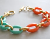 Arm Candy - coral mint and gold link bracelet - DailyDose