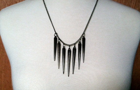 gunmetal black 2" spike necklace