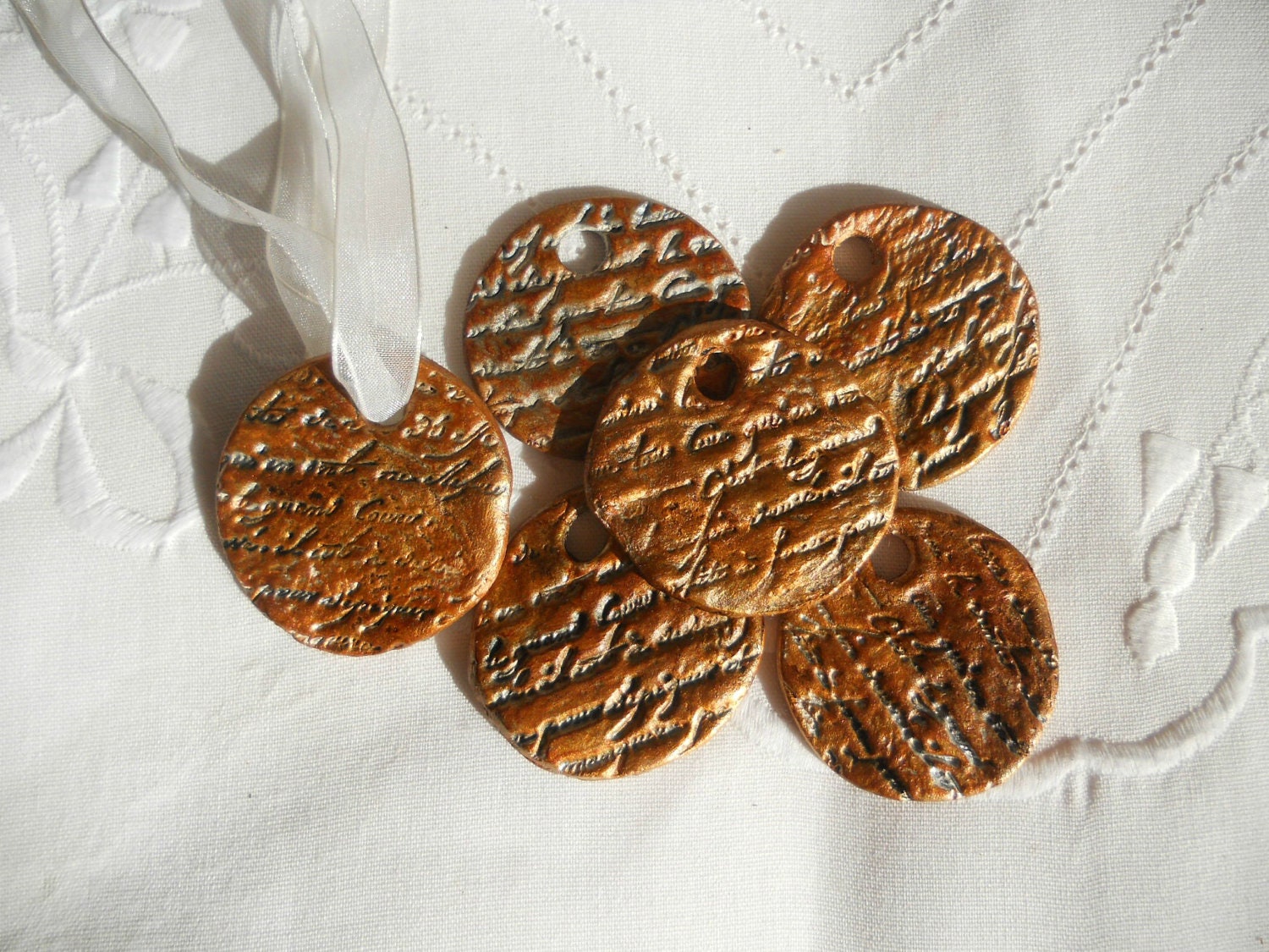 Clay Tags -Gift Tags Set of 6 -Cooper Rustic clay tags