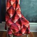 Vintage 70s Afghan Blanket Crocheted Pink Diamonds