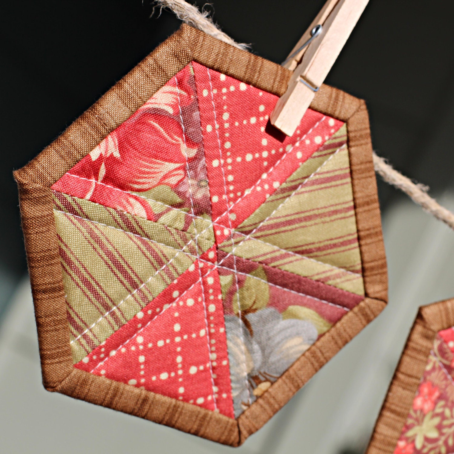 Items similar to Quilted Coasters Hexagon shaped with Binding in Beach