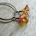 Glass Flower Earrings Orange Czech Glass Flower Hoop Earrings Botanical Jewelry Sleeper Hoops Minimalist Modern Simple