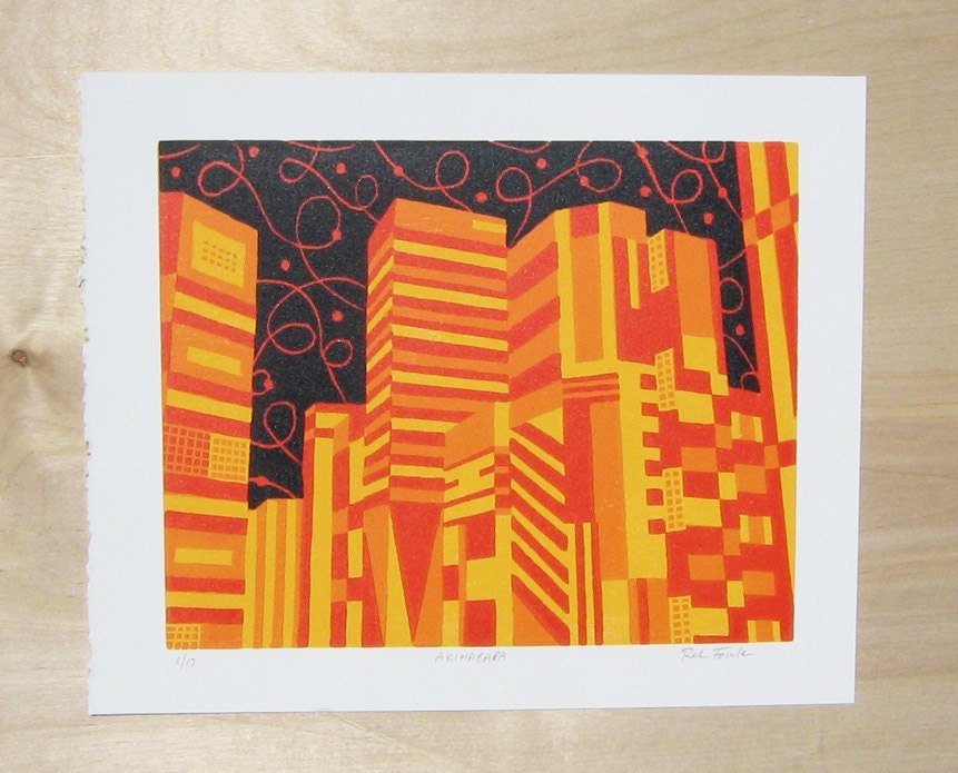 Woodcut Print - Modern Tokyo Japan Art