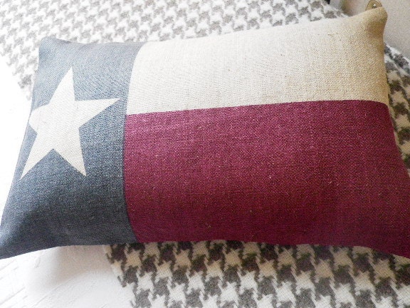 hand printed Texas State flag cushion cover