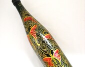 Grasshopper Bottle Hand Painted Decanter, Message in a Bottle Art on Glass