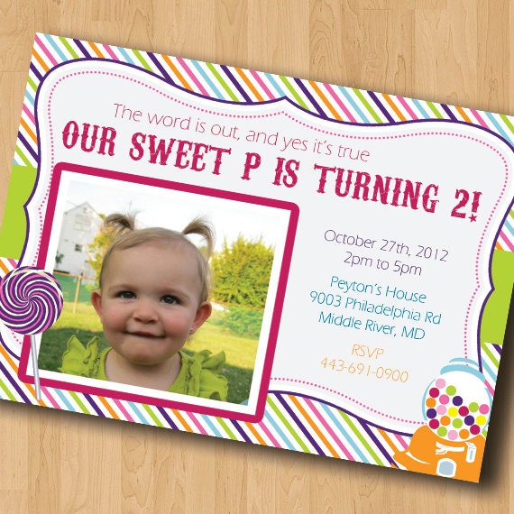 Candy Themed Birthday - Birthday Party Invitation - Digital File Il_570xn