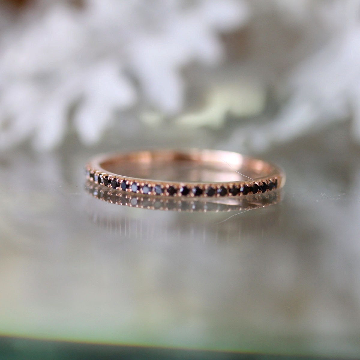 Micro Pave Black Diamond Eternity Band in 14K Gold (size 7.25 - 9)  - Made To Order