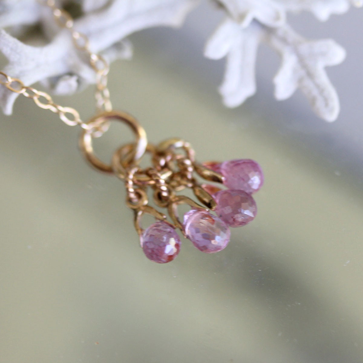 Pink Sapphire In 14K Gold Necklace - Ready To Ship