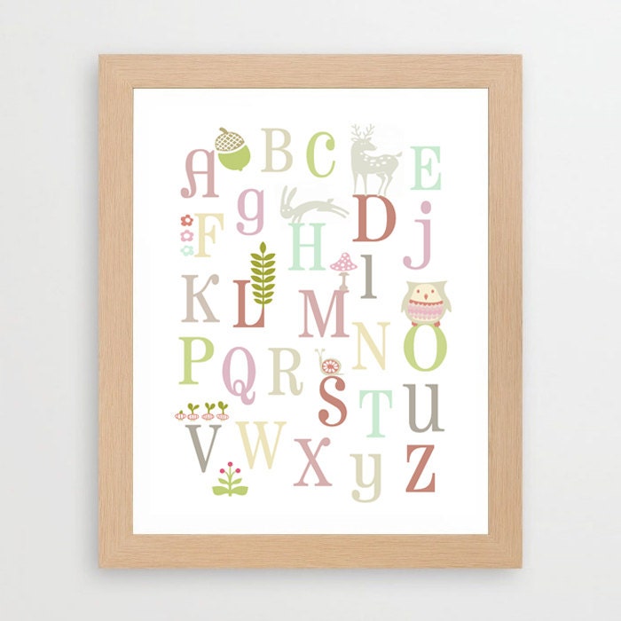 Printable Personalized Children's or Nursery Wall Art. Alphabet.