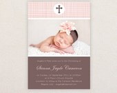 Photo Christening/baptism Invitations. Girls cross design. I Customize, You Print. Il_170x135
