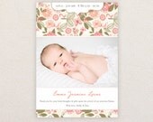 Girls Photo Birth Announcement. Whimsical design. I Customize, You Print. Il_170x135