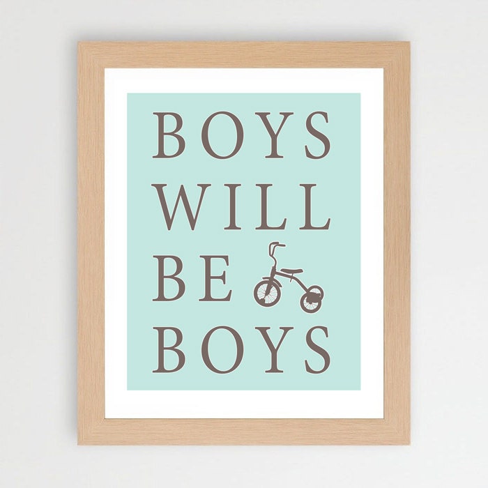 Printable Children's Wall Art. Boys will be boys. Trike. Il_570xn