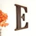 rustic brown letter E - country wooden wall sign - distressed cottage chic