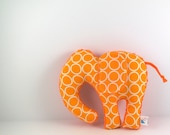 Elephant Plush Toy Handmade Stuffed Animal Tangerine Orange Minky