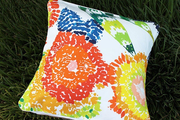 Orange Wildflower Colorful Pillow 16x16