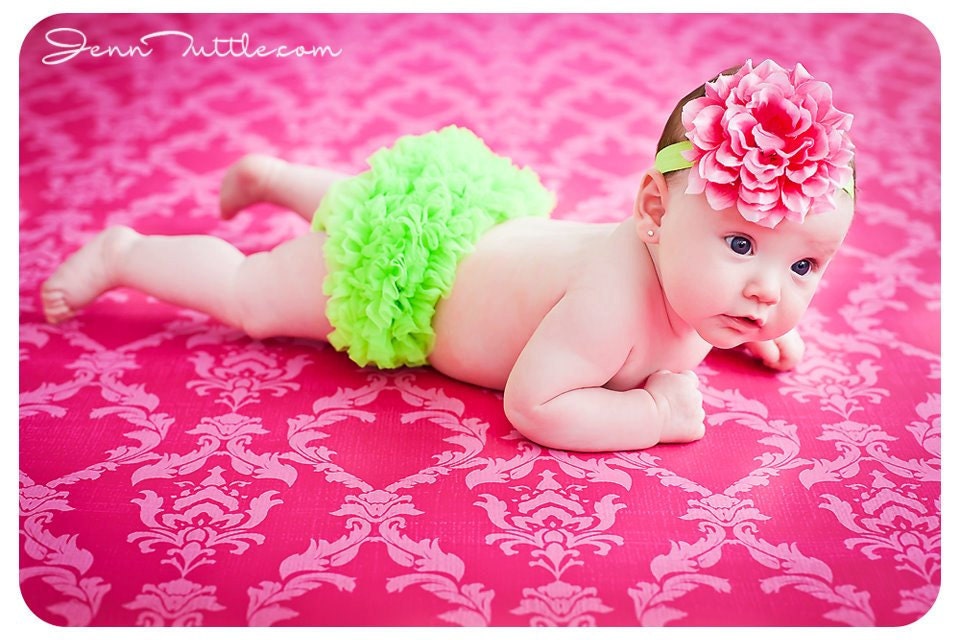 Photo Prop Set Chiffon Ruffle Bum Baby Bloomer Diaper Cover andBaby Girl Headband Set- Choose your Size - Photo Prop- MY2LILPIXIES