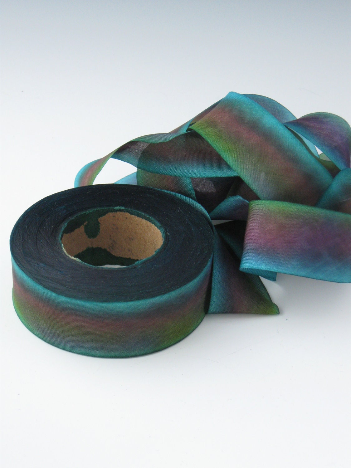 A Hanah Hand Dyed Silk Ribbon ,Hand Dyed Silk Ribbon, bias-cut 1 inch wide