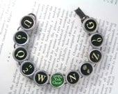 Antique Typewriter Key Bracelet With Random Keys Black Greem - Vintage Typewriter Jewelry From HauteKeys