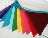 Birthday Decoration Colorful Bunting Fabric Banner Flags - Rainbow - Ready to Ship