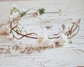 Wedding hair crown, floral tiara, white flower crown, hair accessories