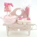 The Bakers Necklace " Who Ate My Cupcakes" Miniature Cupcake Tin Muffin Pan with fake cupcake frosting and and pink Pastry Bag charm